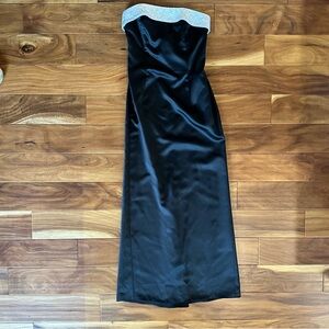 Jessica McClintock Y2K Black and White Strapless Maxi Dress size 5/6